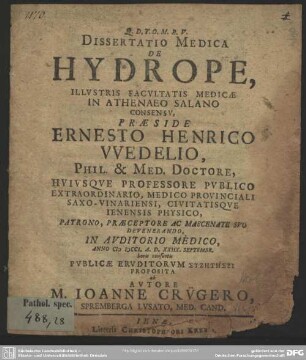 Dissertatio Medica De Hydrope