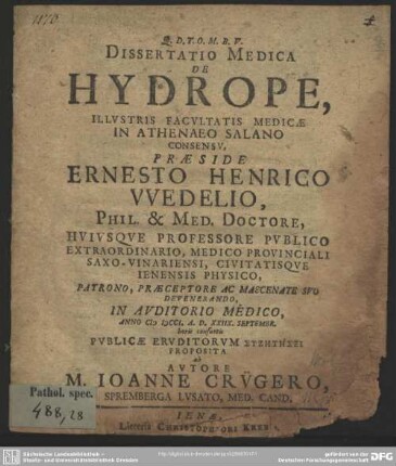 Dissertatio Medica De Hydrope