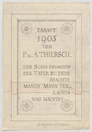 Thiersch, August ; Schönau (Bayern); Landhaus K. Mayer - Schrifttafel (Ansicht)