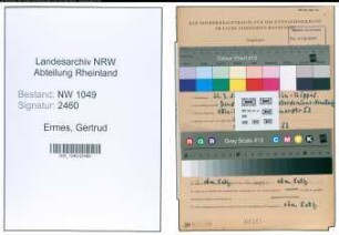 Entnazifizierung Gertrud Ermes , geb. 22.07.1922 (Krankenschwester)