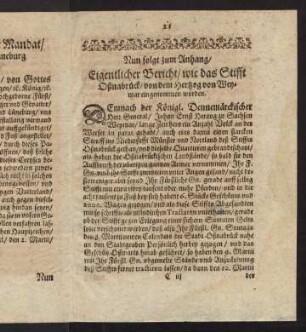 21-23, Nun folgt zum Anhang, Eigentlicher Bericht...