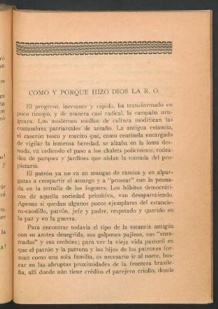 Cómo y por qué hizo Dios la R. O.