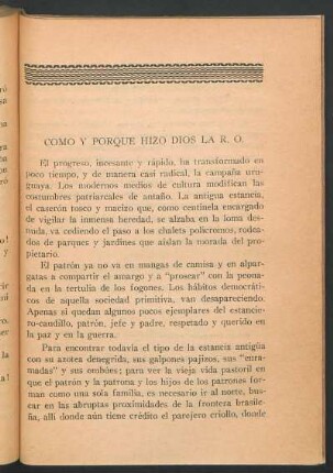 Cómo y por qué hizo Dios la R. O.
