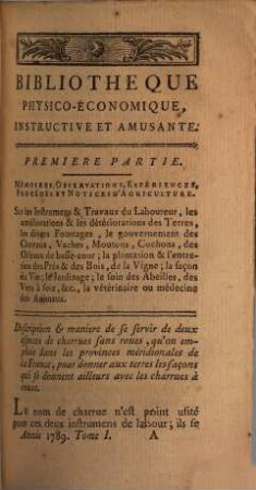 Bibliothèque physico-économique : instructive et amusante. 1789,1 = A. 8