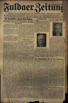Ausgabe vom Samstag, den 28. Dezember 1929.