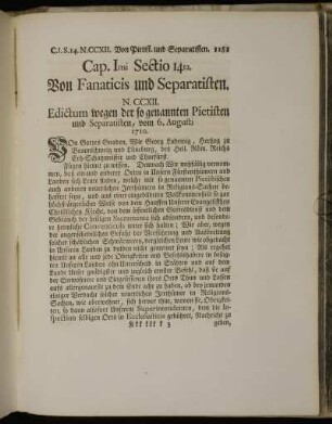 Sectio 14ta. Von Fanaticis und Separatisten.