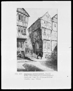 Marburg, Wettergasse 18/15, "Fischersches Häuschen" (1859 abgerissen)