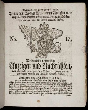 No. 17. Montags, den 26ten Aprilis, 1756.
