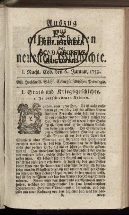 I. Nachl. Cob. den 6. Januar, 1759.