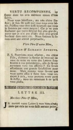 Lettre III. Mes chers Père & Mère, ...