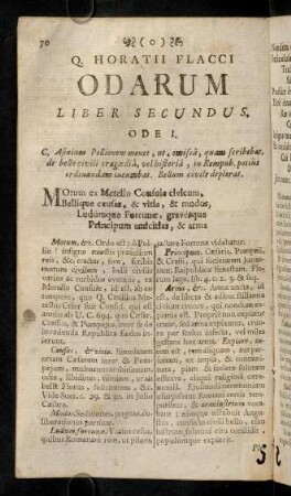 70-110, Q. Horatii Flacci Odarum. Liber Secundus.