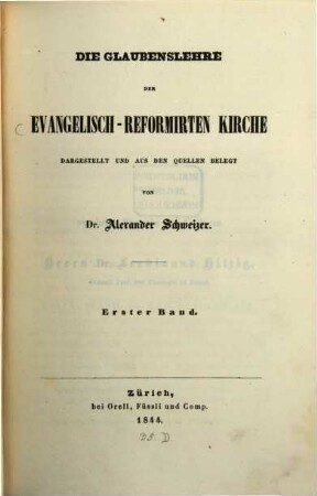 Die Glaubenslehre der evangelisch-reformirten Kirche, 1