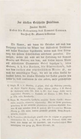 21-43 Zur ältesten Geschichte Palästinas : zweiter Artikel : ueber die Bedeutung des Namens Canaan