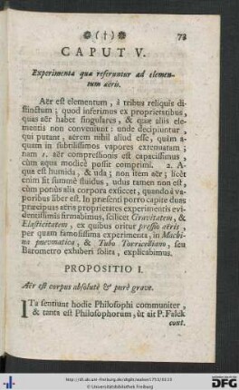 Caput V. Experimenta quae referuntur ad elementum aeris.