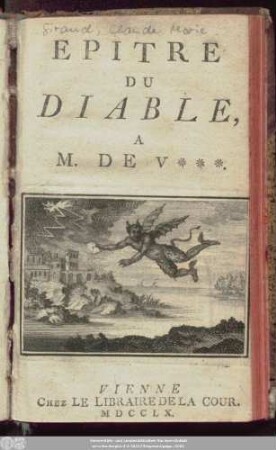 Epitre Du Diable A M. De V***