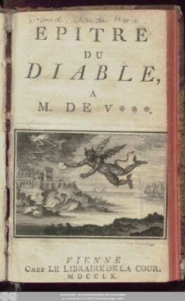 Epitre Du Diable A M. De V***