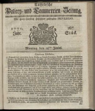 26tes Stueck, Montag den 25ten Junius. 1770