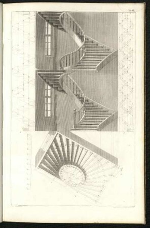 Eine Treppe in einem länglich-viereckigen (oblongen) Raume
