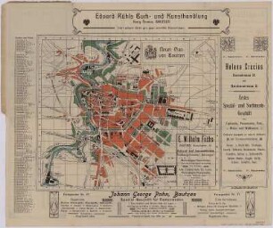 Plan von Bautzen, 1:15 000, 1905 : Neuer Plan von Bautzen. - [ca. 1:15 000]. - [S.l.], [ca. 1905]. - 1 Kt. : mehrfarb. , 30 x 25 cm Mit Straßenverz.