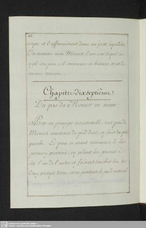Chapitre dixseptième. Du pas du Menuet en avant