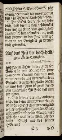 Auf das Fest der hoch-heiligen Drey-Einigkeit. - Von der H. Tauff.
