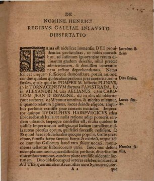 De Nomine Henrici Regibvs. Galliae. Infavsto