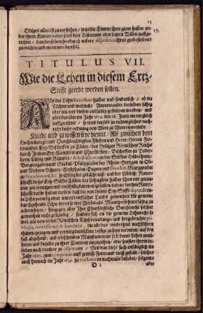 Titulus VII. Wie die Lehen in diesem Ertz-Stifft geerbt werden sollen