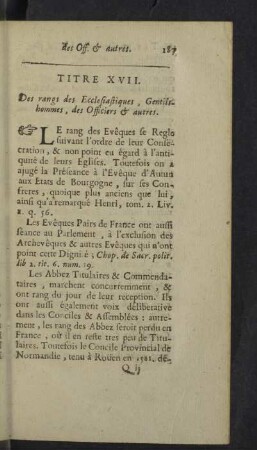 Titre XVII. - XXIII.