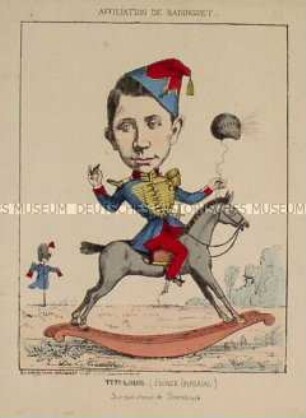 Affiliation de Badinguet - Karikatur auf Eugen Bonaparte (Sohn von Napoleon III.)