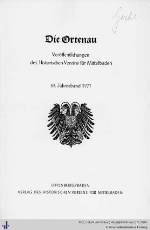 51. Jahresband: Die Ortenau: Zeitschrift des Historischen Vereins für Mittelbaden