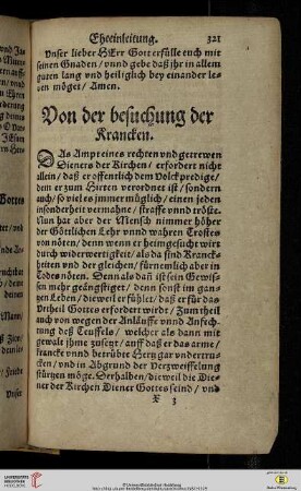 Von der besuchung der Krancken