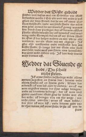 Wedder dat Sövende gebodt/ Du schalt nicht stelen.