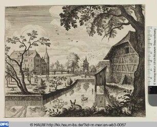 Hiltelingé. Schlösschen mit Holzbrücke