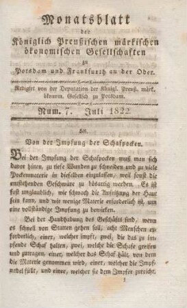 Num. 7. Juli 1822.