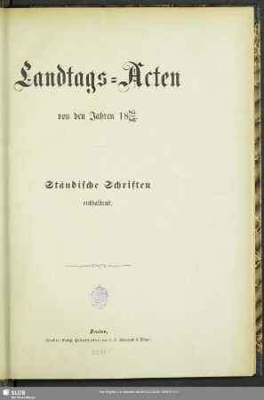 1885/86: Landtags-Akten / Ständische Schriften