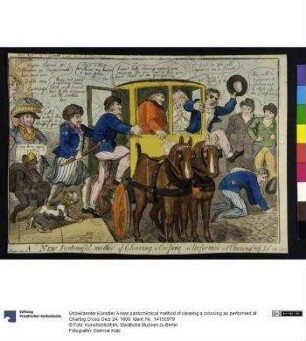 A new pantomimical method of clearing a crossing as performed at Charing Cross Decr 24. 1800