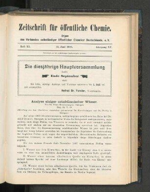 Heft XI. 15. Juni 1909. Jahrgang XV.