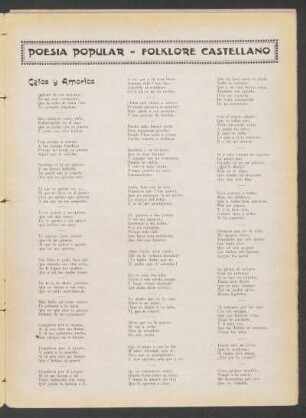 Celos y amoríos : Poesía popular - Folklore castellano
