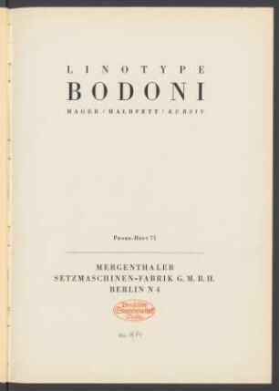 Linotype-Bodoni, mager, halbfett, kursiv