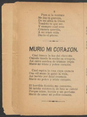 Murió mi Corazón.