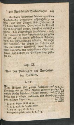 Cap. XI. Von den Privilegien und Freyheiten der Soldaten.