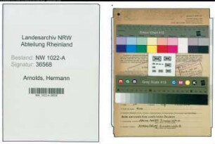 Entnazifizierung Hermann Arnolds , geb. 18.09.1889 (Reichsbahnamtmann)