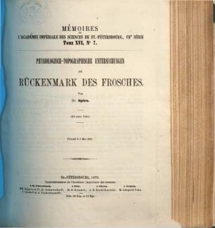 Physiologisch-topographische Untersuchungen am Rückenmark des Frosches