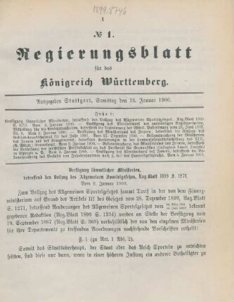 Samstag, den 13. Januar 1900-31. Dezember 1900 = No. 1-56