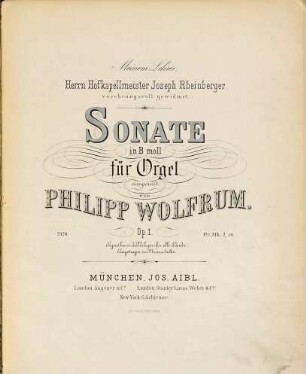 Sonate : in b-Moll ; für Orgel ; op. 1