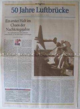Beilage des "Tagesspiegel" zum 50. Jahrestag der Eröffnung der alliierten Luftbrücke fürBerlin (West)