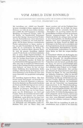 47: Vom Abbild zum Sinnbild : zur gleichnamigen Ausstellung im Städelschen Kunst-Institut, Frankfurt a. M.