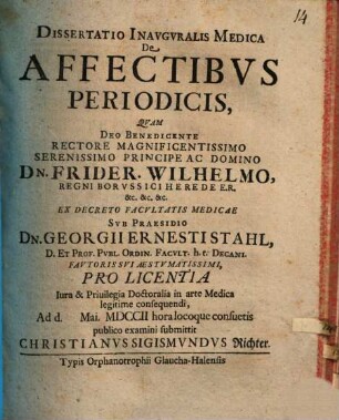 Diss. inaug. med. de affectibus periodicis