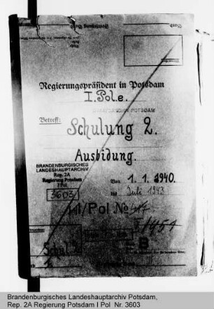Ausbildung der Offiziere, Wachtmeister und Meister bei der Ordnungspolizei