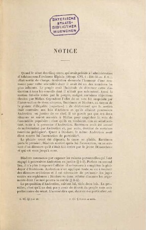 Les plaidoyers politiques de Demosthene Texte grec publié d'après les travaux les plus récents de la philologie, avec un commentaire critique et explicatif, une préface et des notices sur chaque discours : . Par Henry Weil, 2